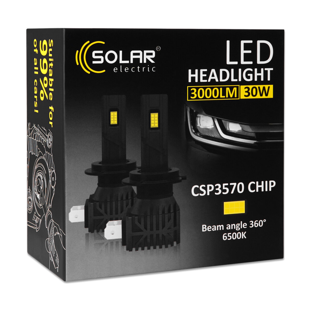 Автолампа Solar LED HB3(9005) 12/24V 30W 3000Lm 6500K CSP3570 2шт (8405S2) дивитися фото №2