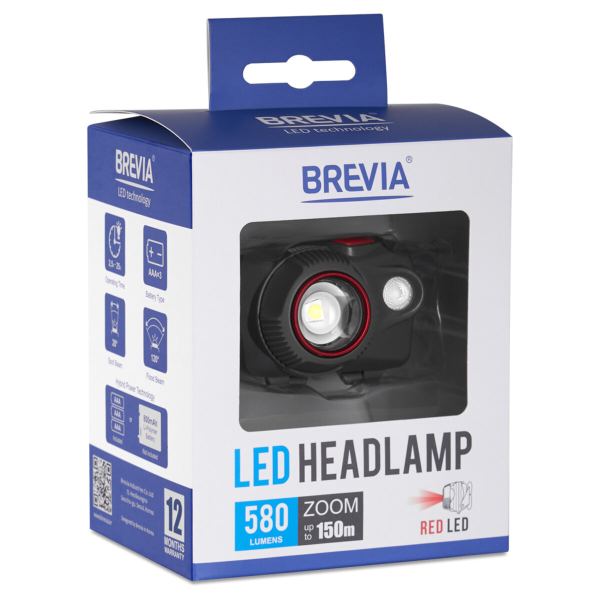 Ліхтар налобний Brevia 580Lm, Focus Control, 3xAAA, IP64 (білий/червоний) (14580FRAX1) дивитися фото №7