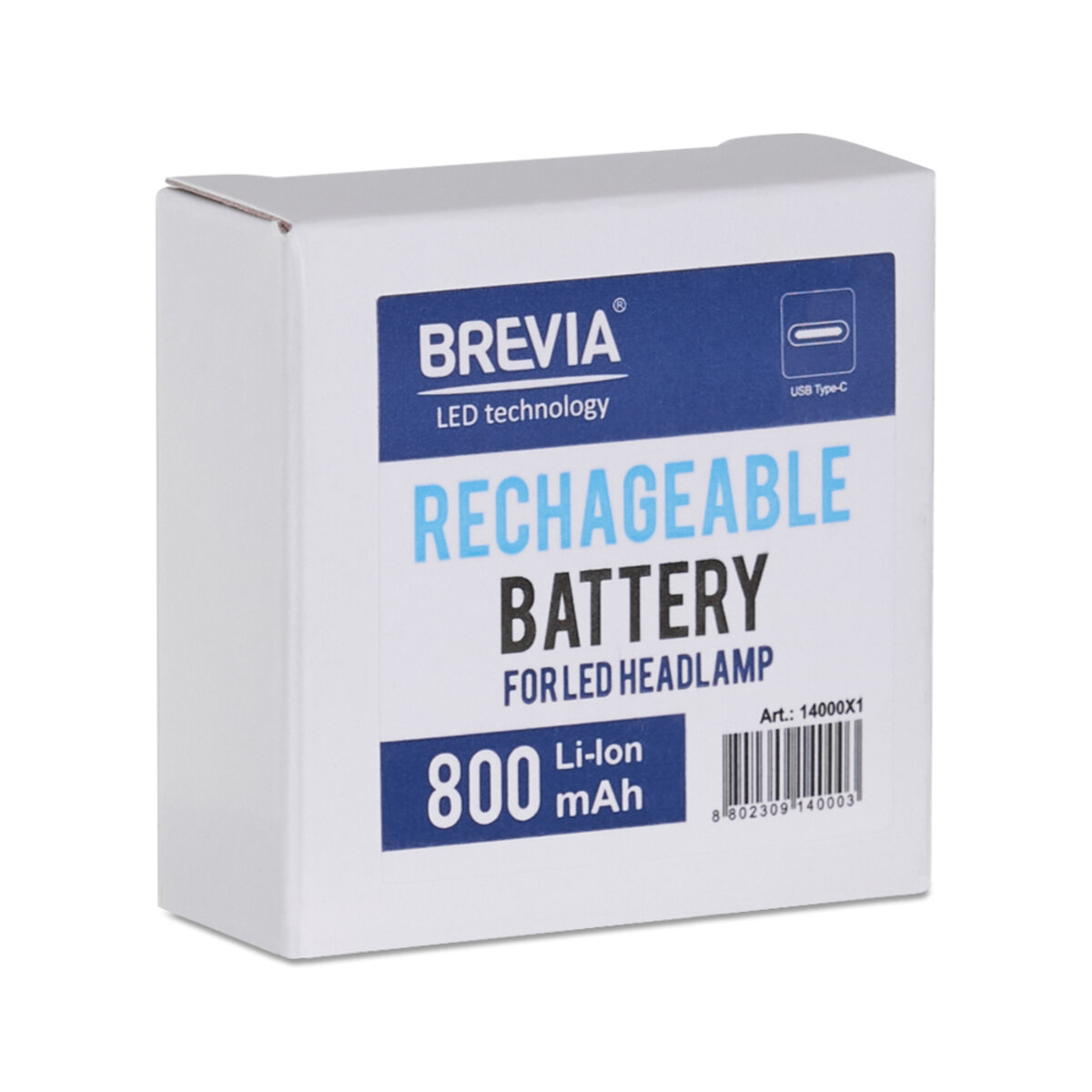 Акумулятор Brevia 3.7V 800mAh Li-polymer з Type-C для налобних ліхтарів (14000X1) Зображення №3 Акумулятор Brevia 3.7V 800mAh Li-polymer з Type-C для налобних ліхтарів (14000X1) дивитися фото №3