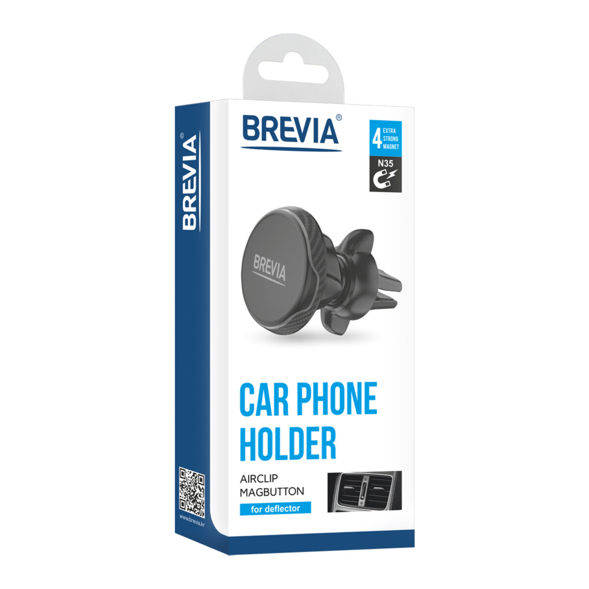 Тримач в машину Brevia AirClip MagButton на дефлектор, магнітний, 4 магніти (48200) дивитися фото №2
