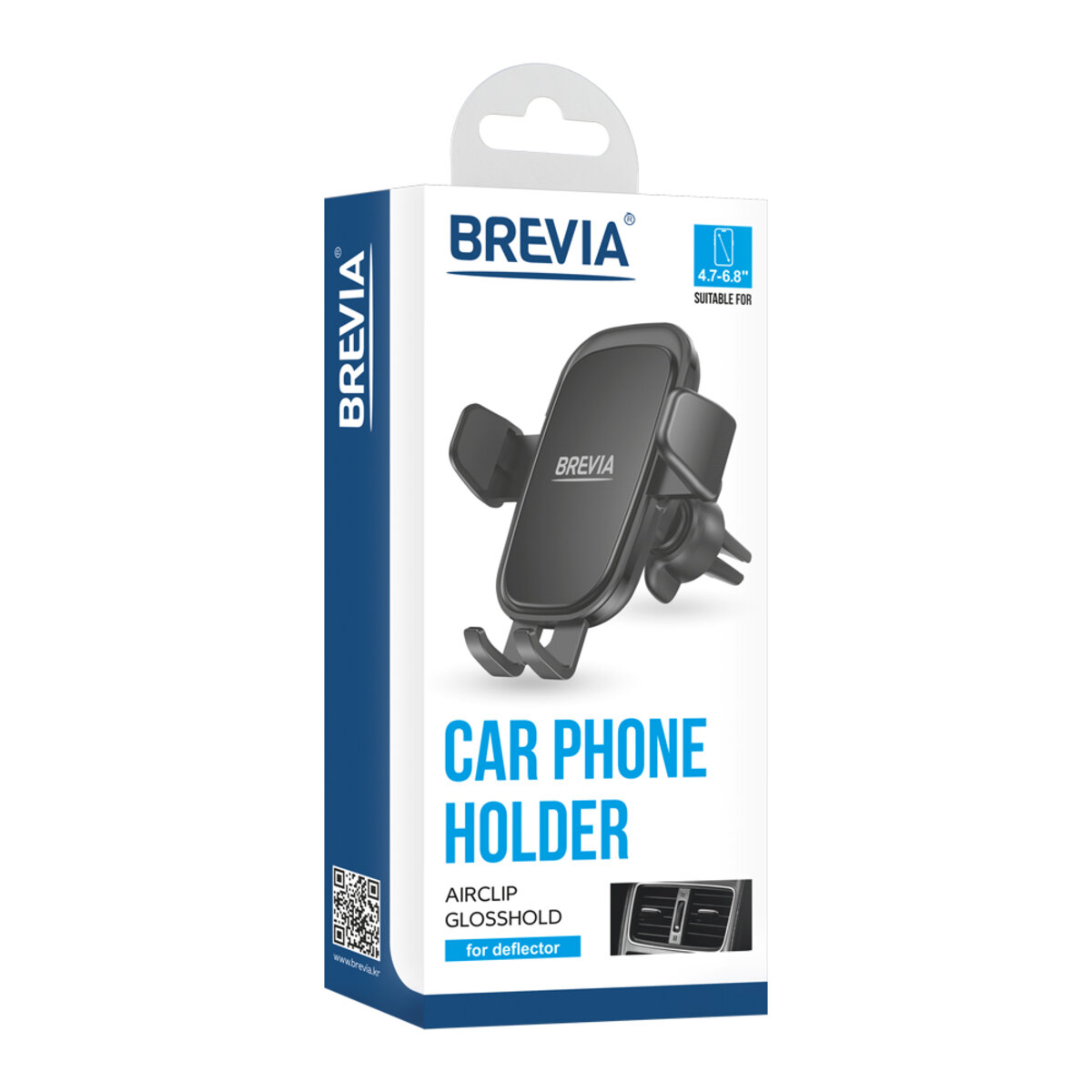 Тримач в машину Brevia AirClip GlossHold на дефлектор, для 4.7-6.8, ширина до 100мм (48900) дивитися фото №2