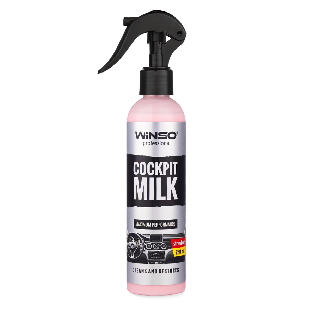 Поліроль-молочко для панелі приладів Winso Cockpit Milk Strawberry, 250мл (825016) дивитися фото №1
