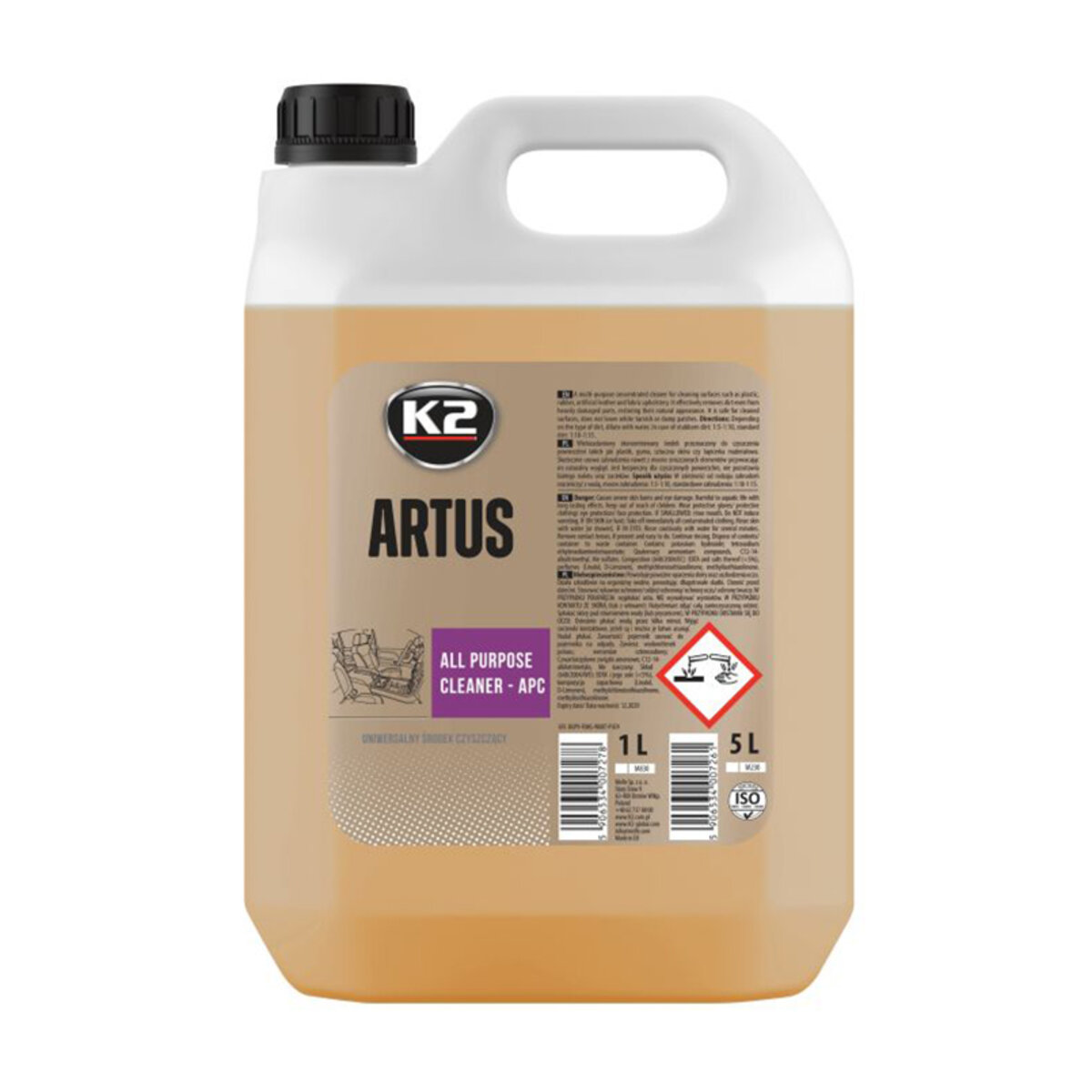 Очищувач для пластику та оббивки K2 Artus 5л концентрат (M230) дивитися фото №1