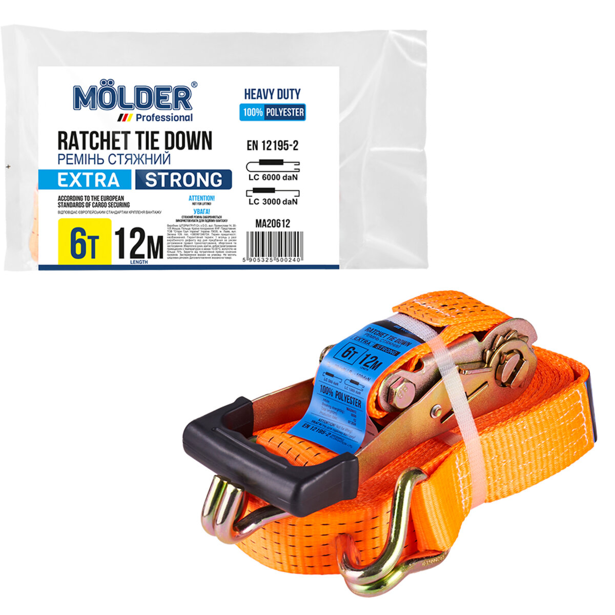 Стяжний ремінь Molder 6т, 12м (MA20612) дивитися фото №5