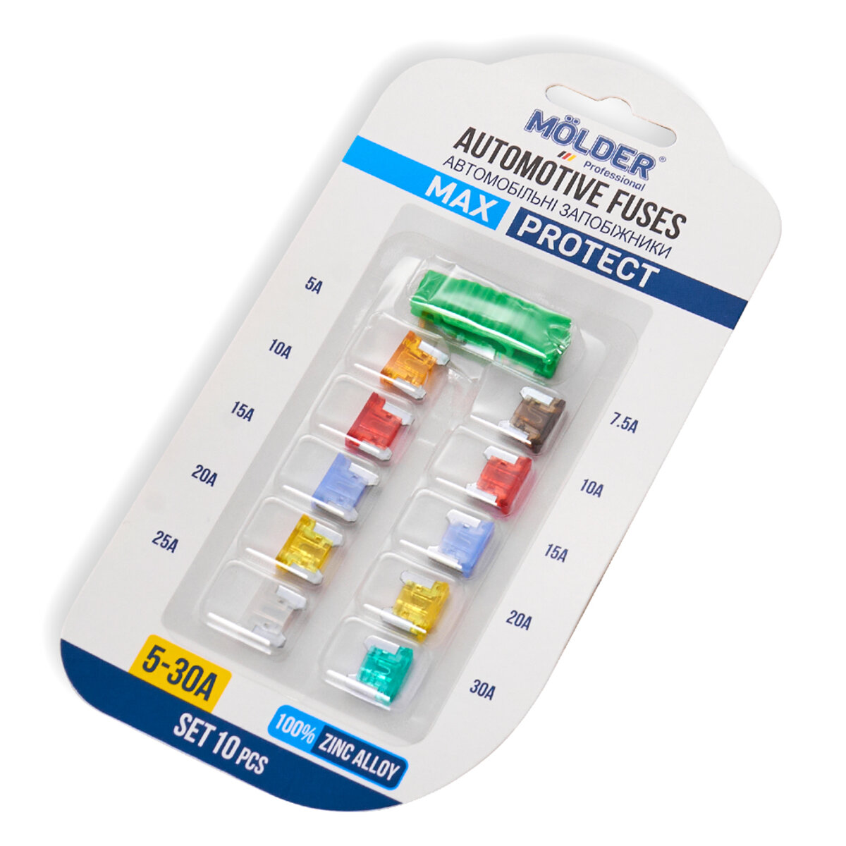 Набір запобіжників Molder Mini Low Profile (5А,7,5А,10А,15А,20А,25А,30А), 10шт (MA22400) дивитися фото №1
