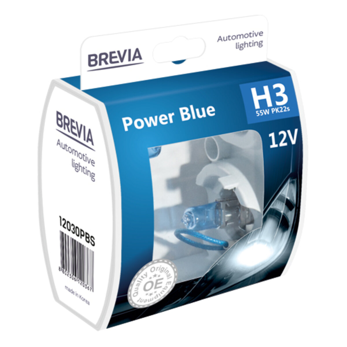 Галогенова лампа Brevia H3 12V 55W PK22s Power Blue S2 (12030PBS) дивитися фото №1
