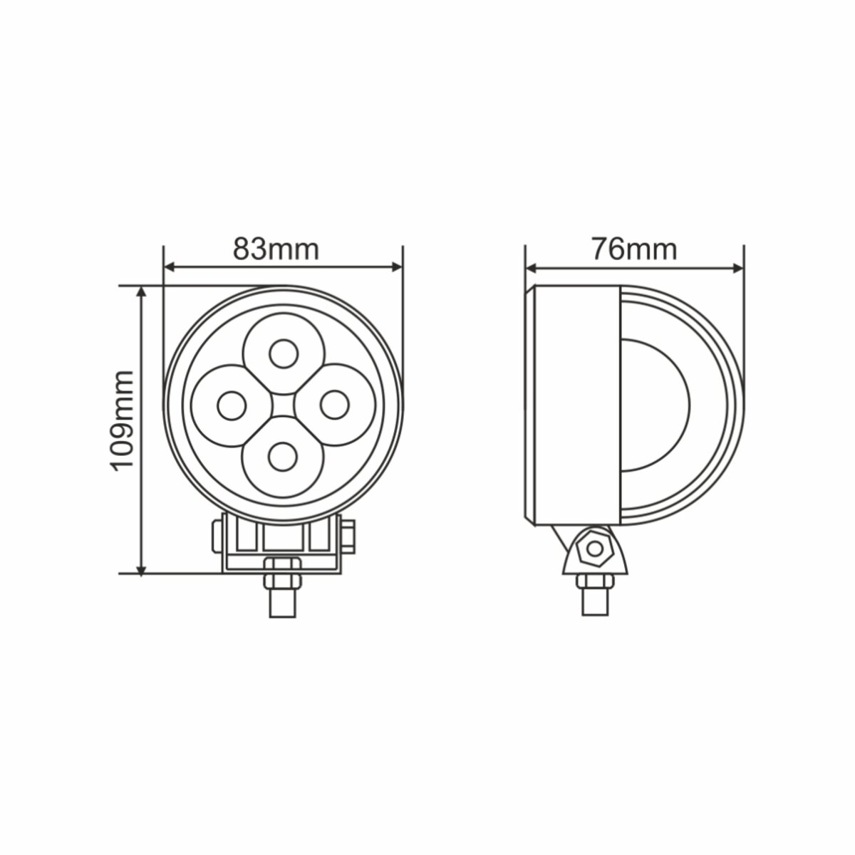 Фара світлодіодна Brevia EPISTAR Spot 10-30V, 12W (4x3W), 880Lm, 1шт (10601RSX1) дивитися фото №6