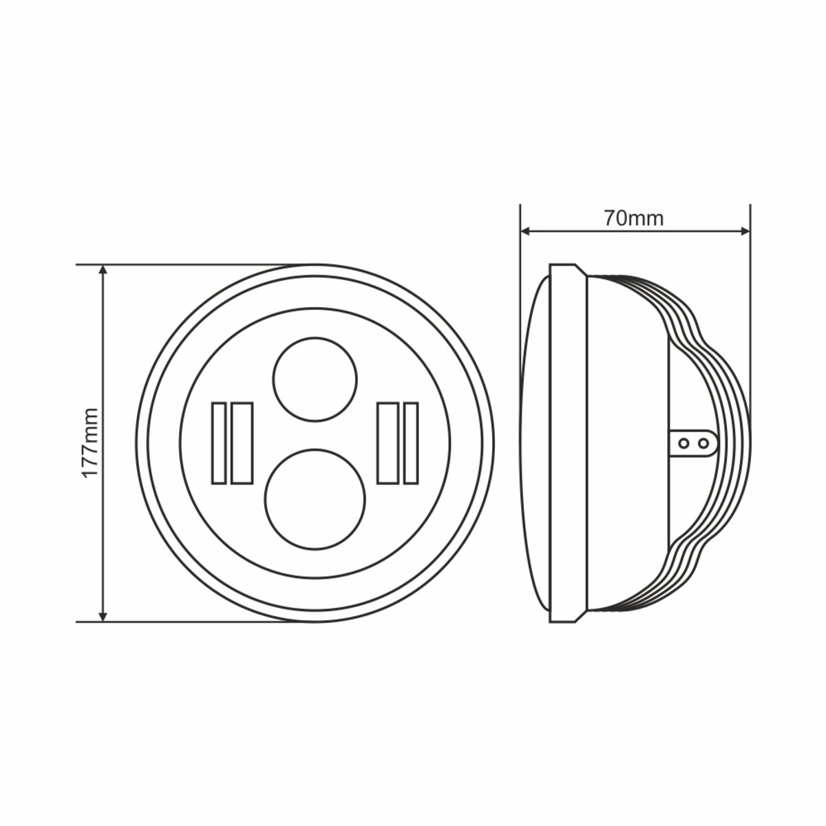 Фара світлодіодна Brevia 60W (4x5W ETI+DRL), 4800Lm/2160Lm, 6000K, 177x70мм 1шт (60160HLX1) дивитися фото №6