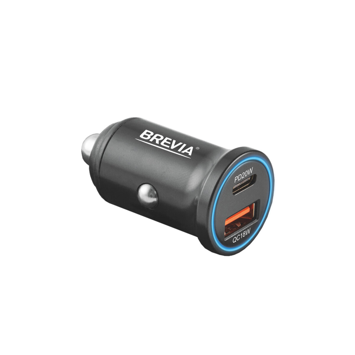 Автомобільний зарядний пристрій BREVIA ePower DualChargeLED 38W 1xUSB-C+1xUSB-A чорний (46038CALB) дивитися фото №1