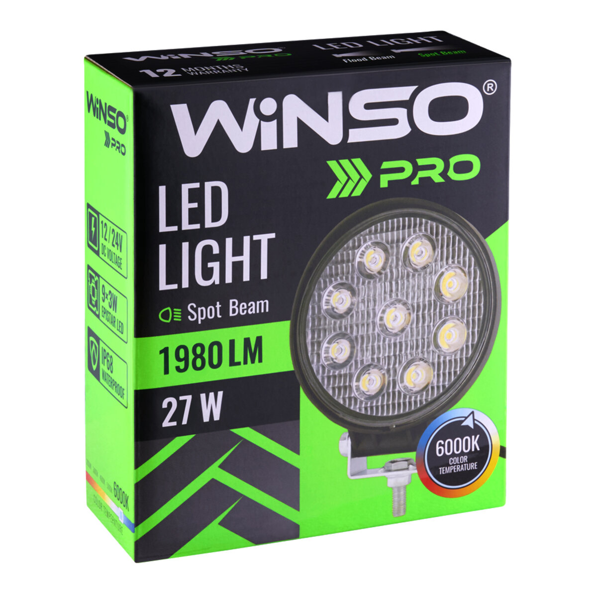 Фара світлодіодна Winso Pro EPISTAR точковий 10-30V, 27W (9x3W), 1шт (780620) дивитися фото №2