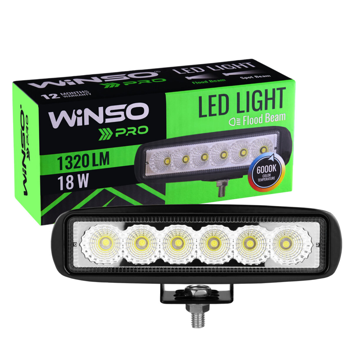 Фара світлодіодна Winso Pro EPISTAR розсіяний 10-30V, 18W (6x3W), 1шт (780210) дивитися фото №3