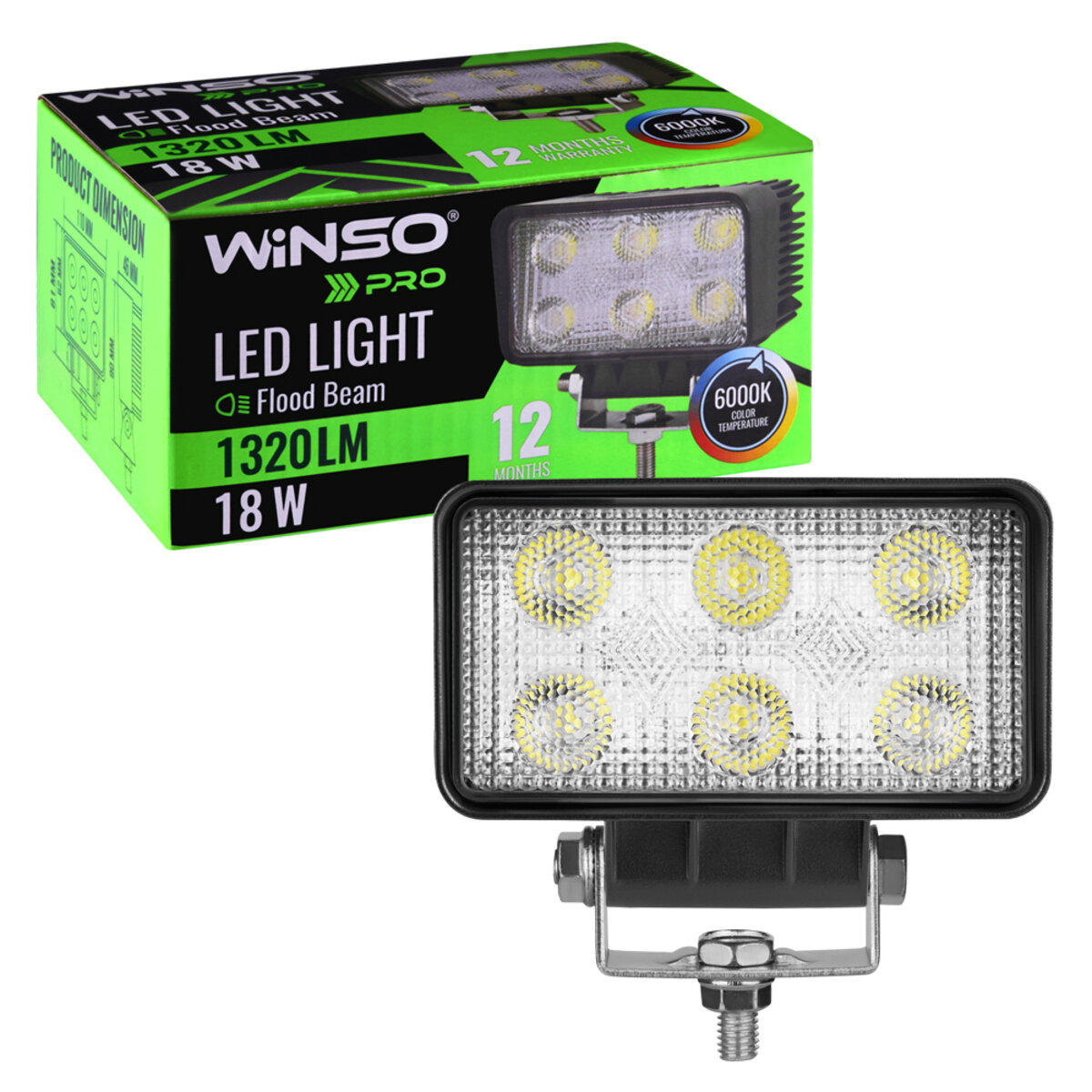 Фара світлодіодна Winso Pro EPISTAR white розсіяний 10-30V, 18W (6x3W), 1шт (780310) дивитися фото №3