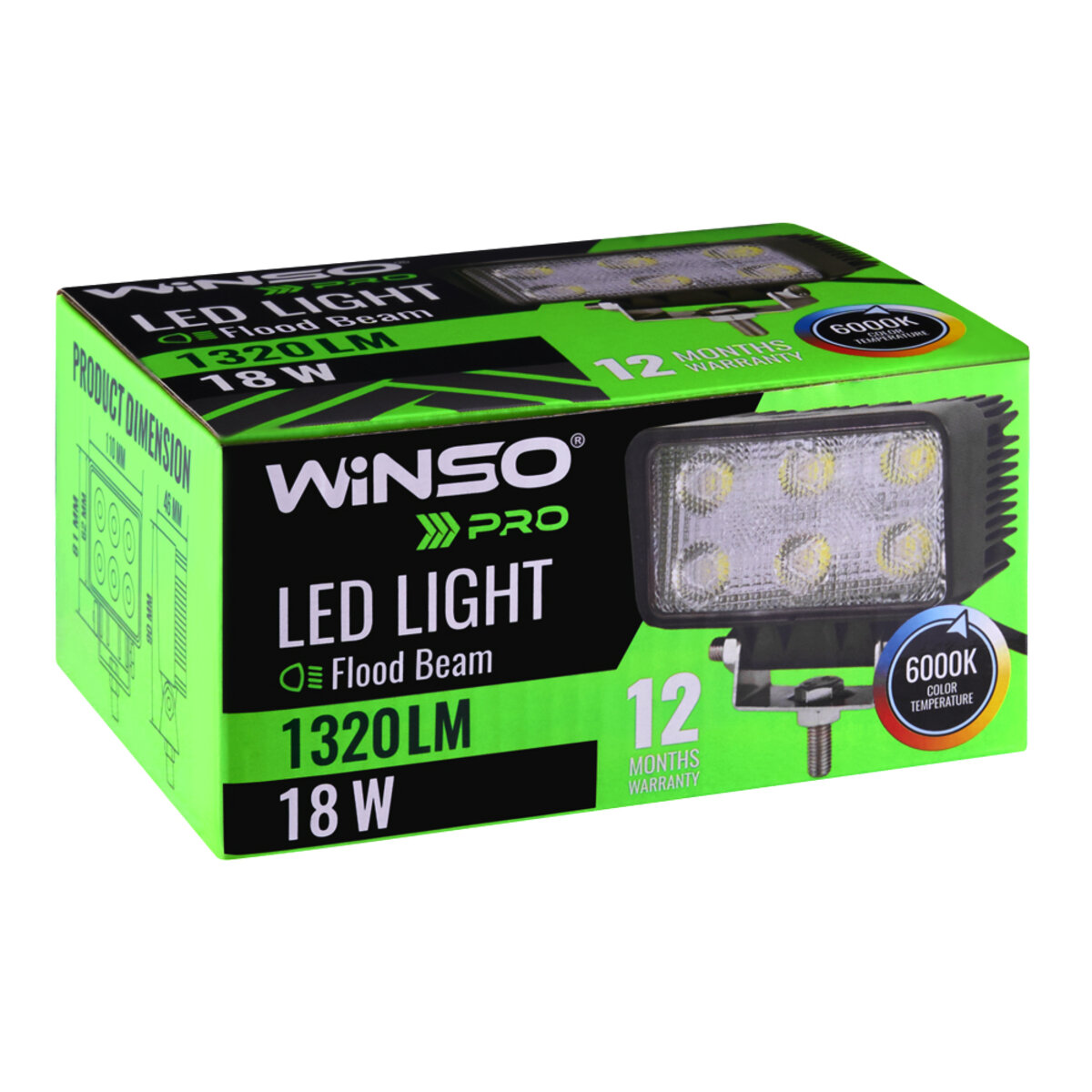 Фара світлодіодна Winso Pro EPISTAR white розсіяний 10-30V, 18W (6x3W), 1шт (780310) дивитися фото №2