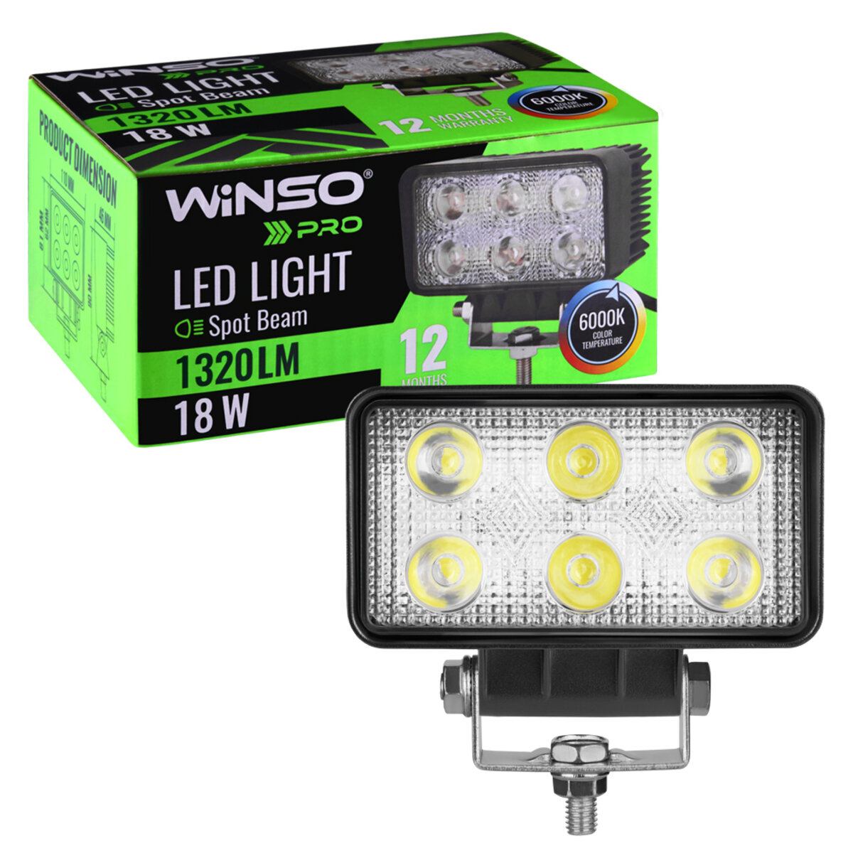 Фара світлодіодна Winso Pro EPISTAR white точковий 10-30V, 18W (6x3W), 1шт (780320) дивитися фото №3