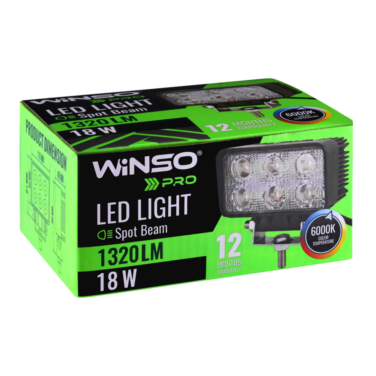 Фара світлодіодна Winso Pro EPISTAR white точковий 10-30V, 18W (6x3W), 1шт (780320) дивитися фото №2