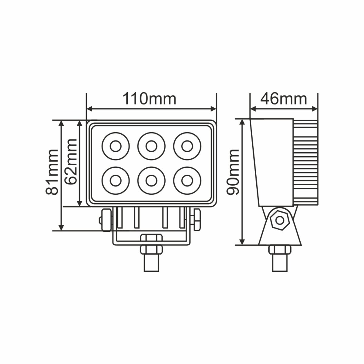 Фара світлодіодна Winso Pro EPISTAR white точковий 10-30V, 18W (6x3W), 1шт (780320) дивитися фото №8