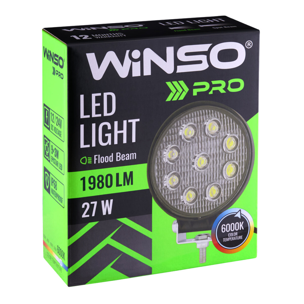 Фара світлодіодна Winso Pro EPISTAR розсіяний 10-30V, 27W (9x3W), 1шт (780610) дивитися фото №2