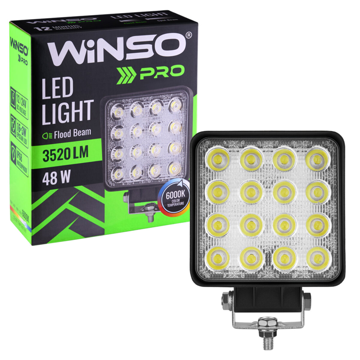 Фара світлодіодна Winso Pro EPISTAR white розсіяний 10-30V, 48W (16x3W), 1шт (780850) дивитися фото №3