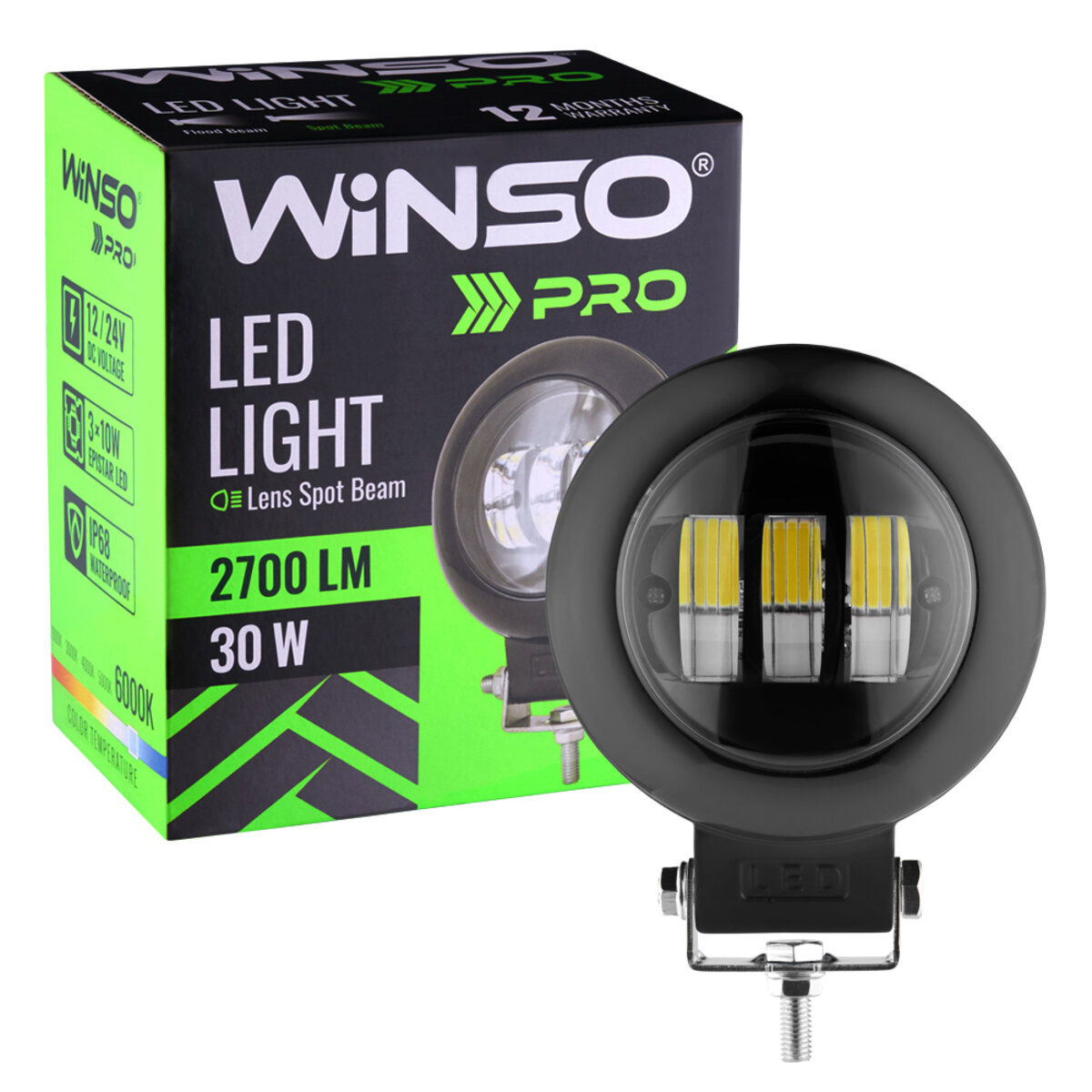 Фара світлодіодна Winso Pro 10-30V, 30W (3x10W), 2700Lm, CSP1860DE 1шт (780770) дивитися фото №3