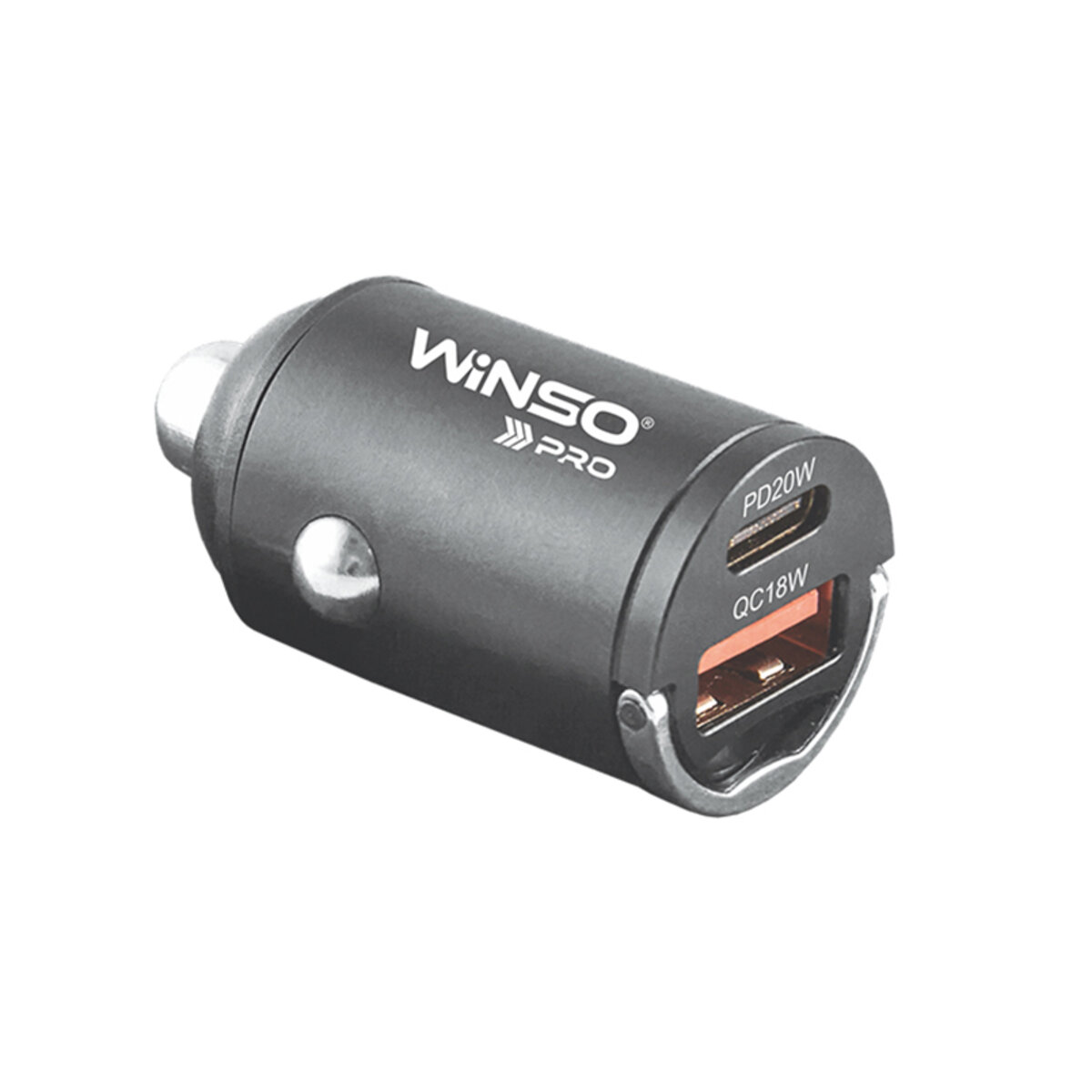 Автомобільний зарядний пристрій Winso PRO 38W USB-C+USB-A mini Metal (222038) дивитися фото №1
