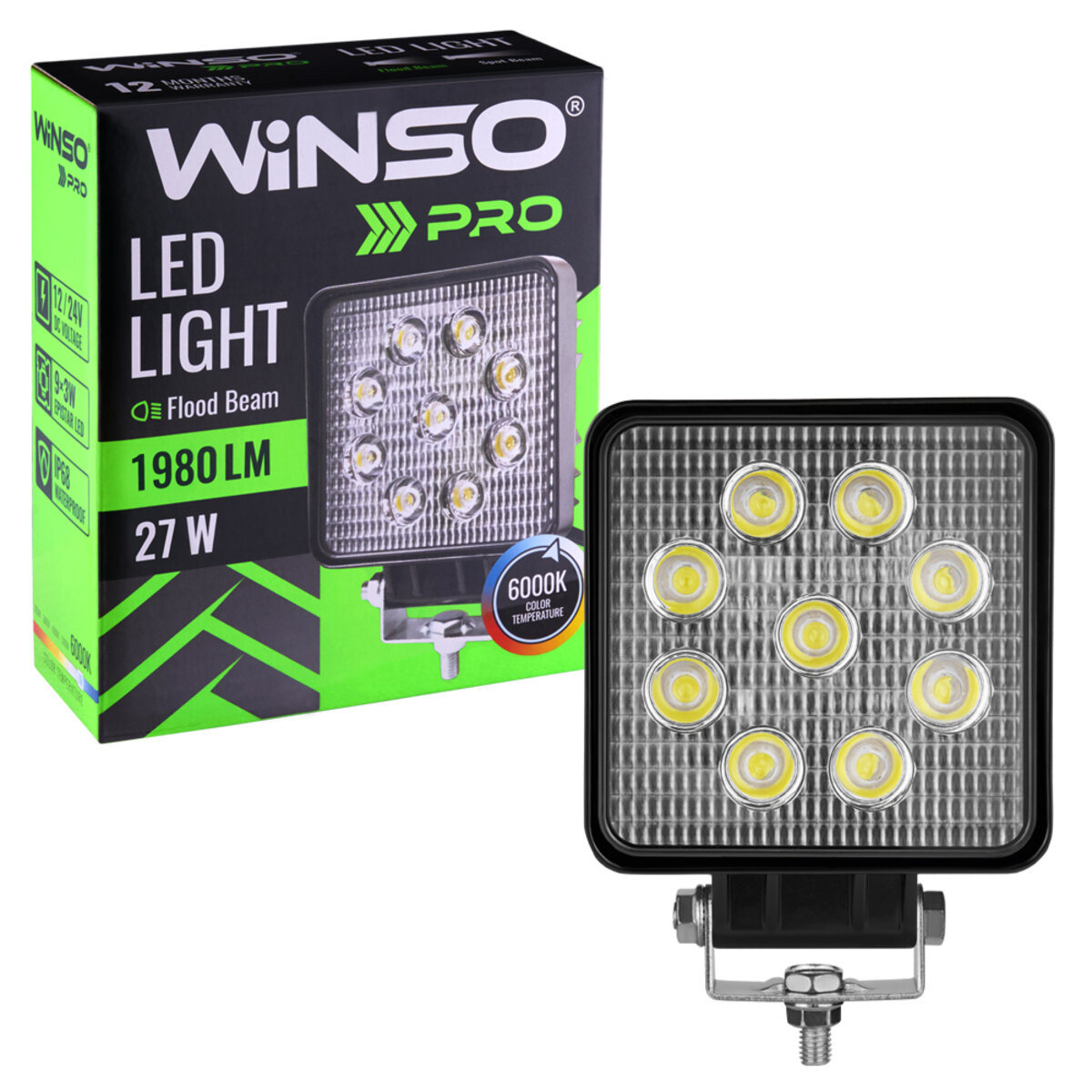 Фара світлодіодна Winso Pro EPISTAR розсіяний 10-30V, 27W (9x3W), 1шт (780650) дивитися фото №3