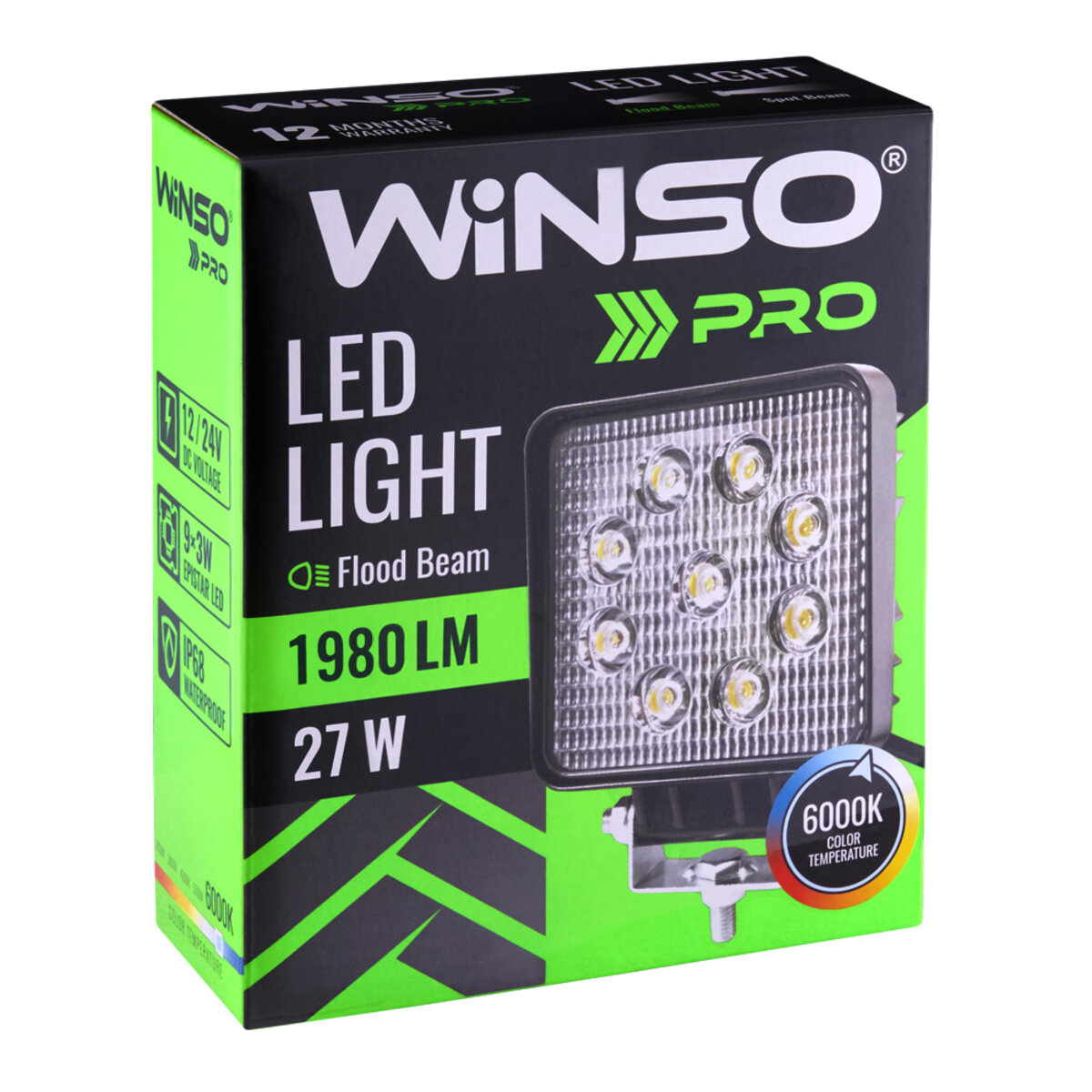 Фара світлодіодна Winso Pro EPISTAR розсіяний 10-30V, 27W (9x3W), 1шт (780650) дивитися фото №2