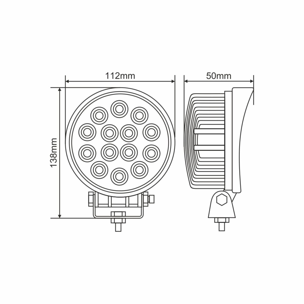 Фара світлодіодна Winso Pro EPISTAR white розсіяний 10-30V, 42W (14x3W), 1шт (780810) дивитися фото №8