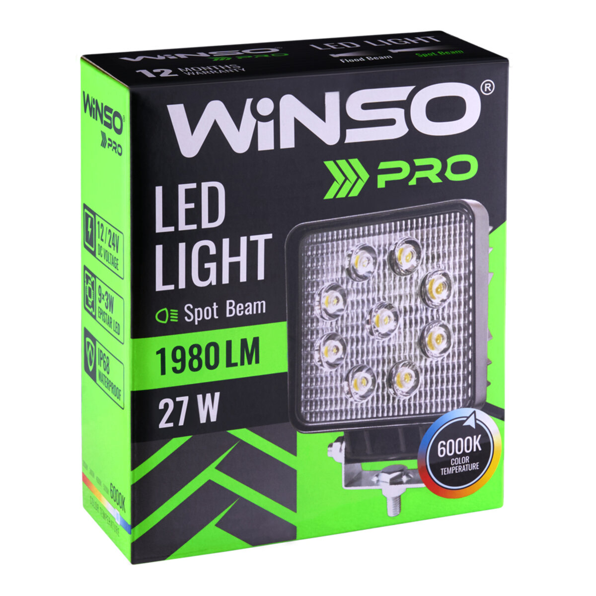 Фара світлодіодна Winso Pro EPISTAR точковий 10-30V, 27W (9x3W), 1шт (780660) дивитися фото №2