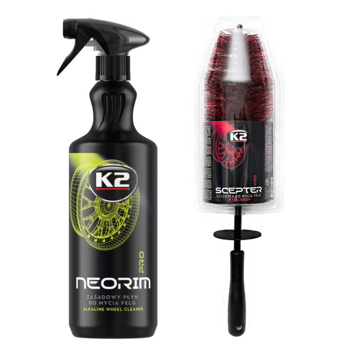 Набор для мойки дисков и колпаков: K2 Neorim Pro 1л + щетка K2 Scepter Pro Wheel Brush (na_172) смотреть фото №1