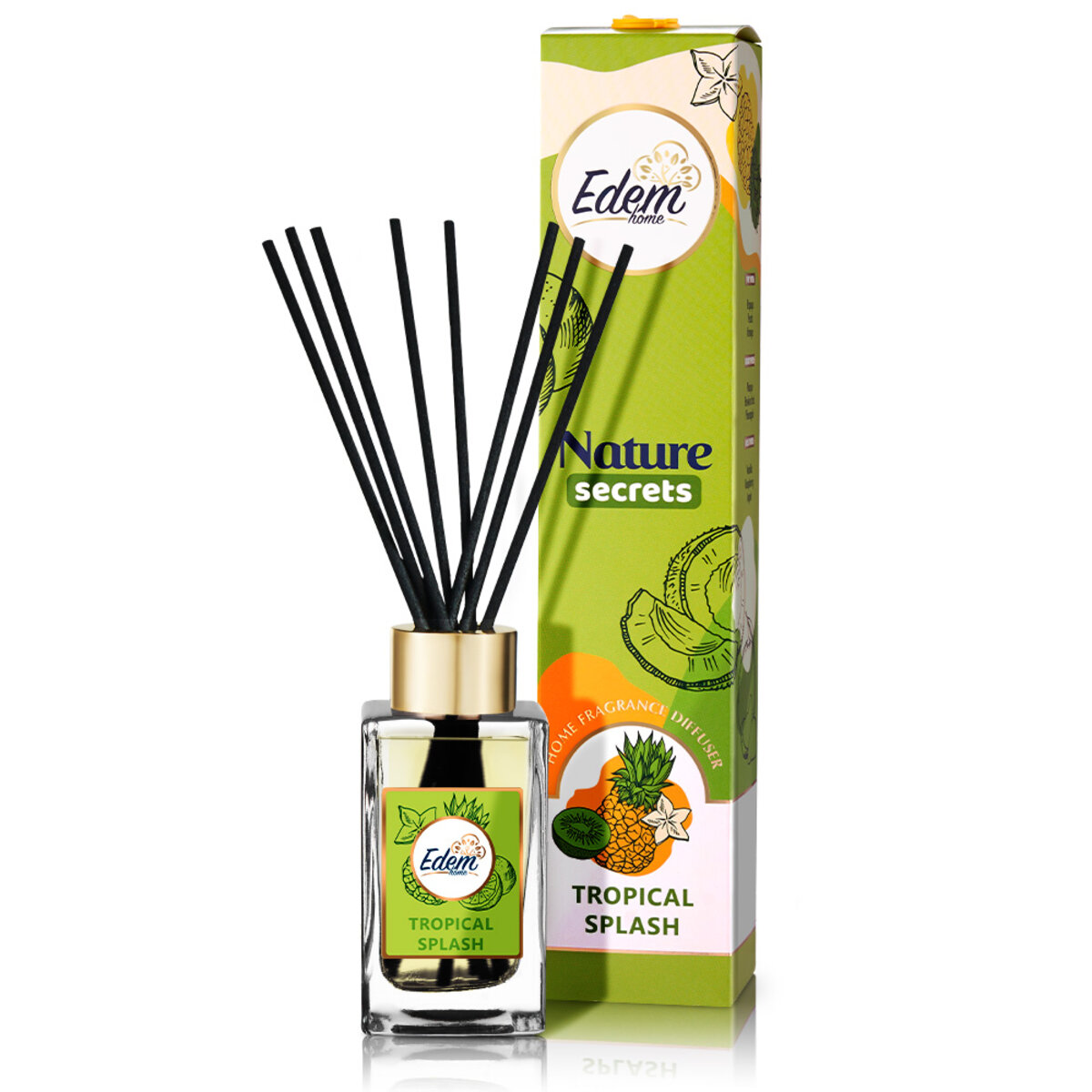 Аромадифузор з паличками Edem Nature Secrets - Tropical splash 90мл (EH25521) дивитися фото №1