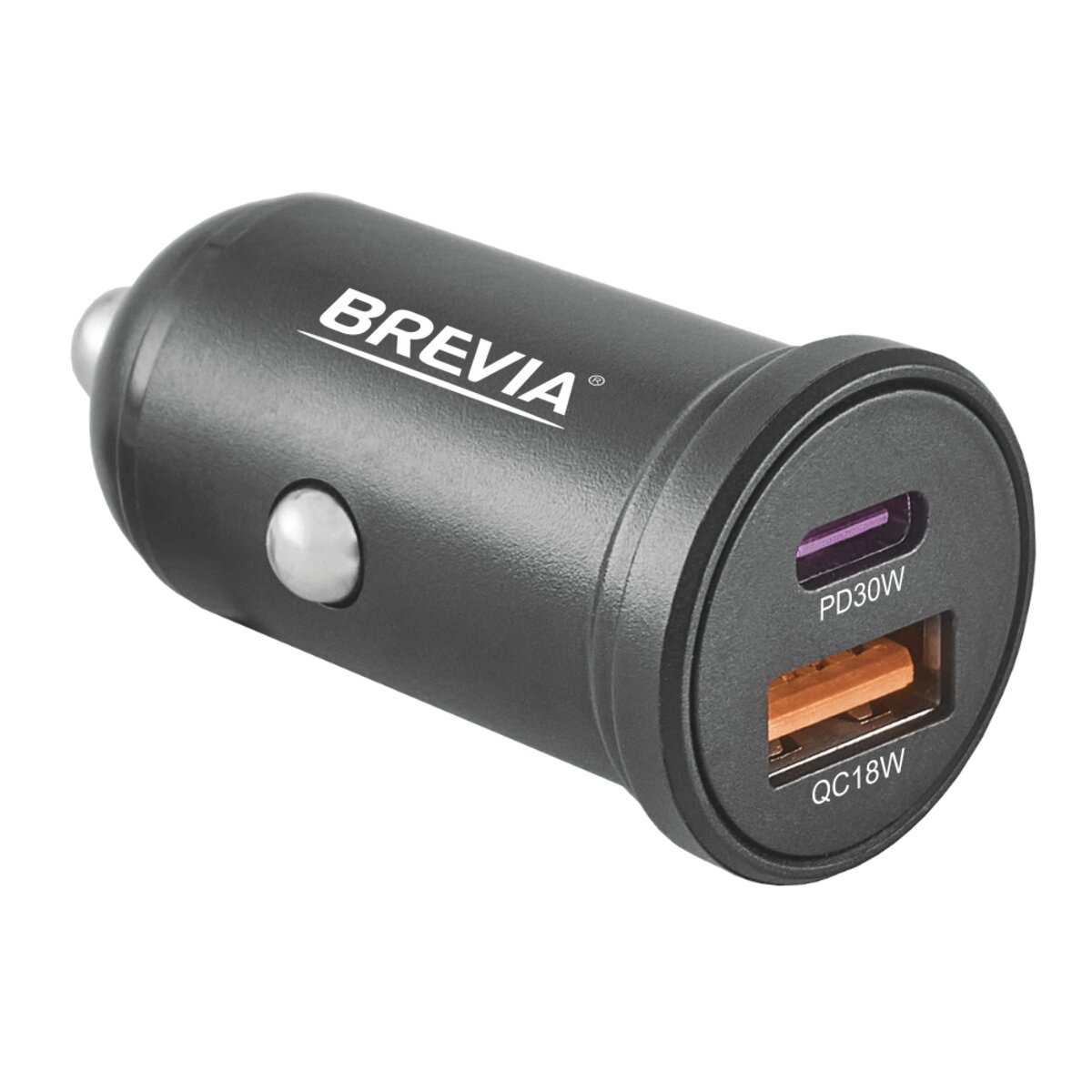 Автомобільний зарядний пристрій Brevia ePower DualCharge 48W 1xUSB-C+1xUSB-A, чорний (46348CAB) дивитися фото №1