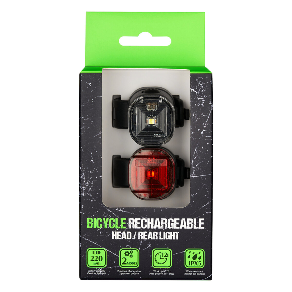 Набір велосипедного світла Greys 1хLED 200mAh 2шт (GR11200) дивитися фото №1