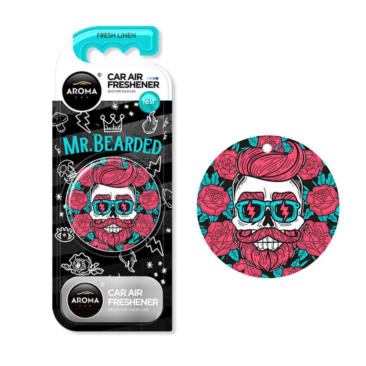 Ароматизатор Aroma Car Polymer Circle Mr.Bearded - Fresh Linen сухий (10893) дивитися фото №1
